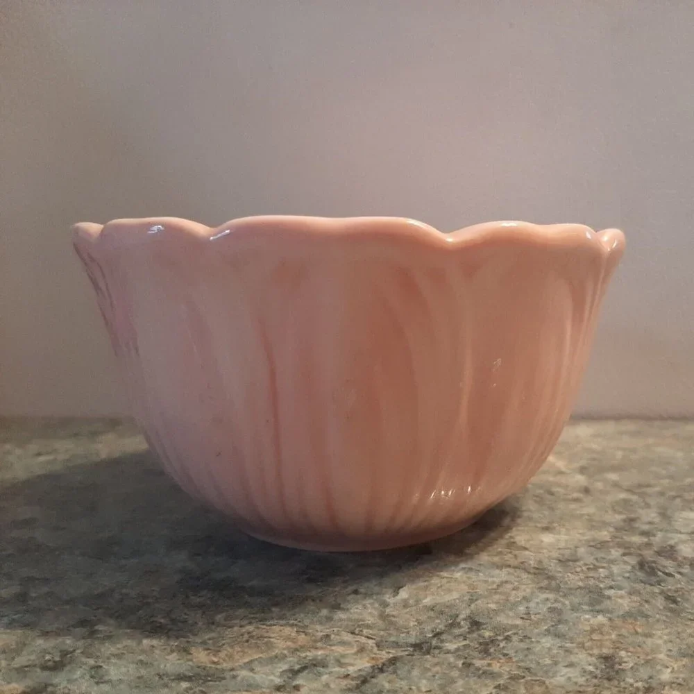 Pier 1 Pink Bowl Earthenware Flower Petals Audrey